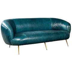 Kelly Wearstler Modern Leather Settee Sofa