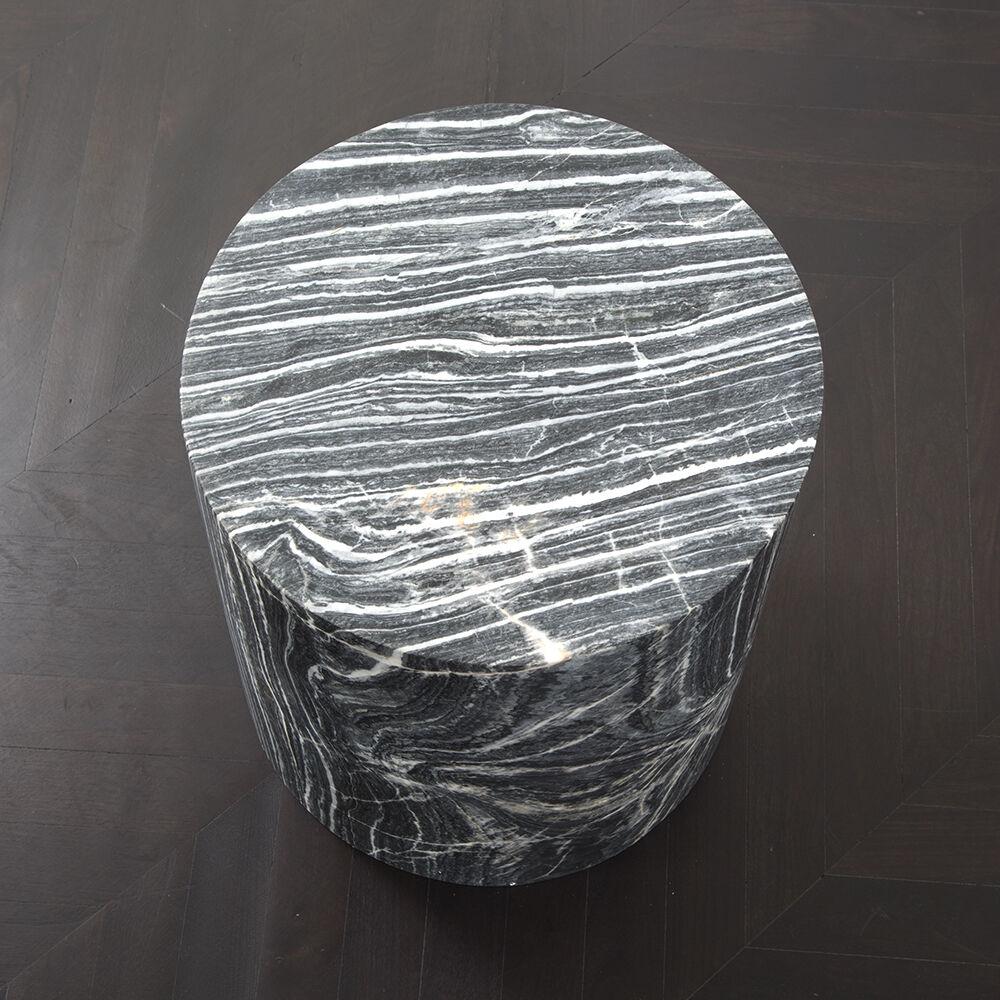 American Kelly Wearstler Monolith Side Table in Grey Rainbow Marble For Sale