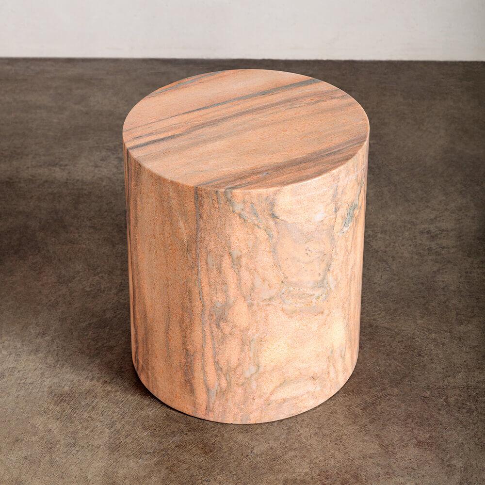 Modern Kelly Wearstler Monolith Side Table in Sunset Marble For Sale
