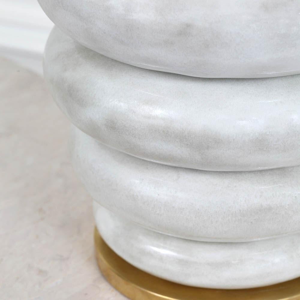 Modern Kelly Wearstler Phoebe Stacked Ceramic Table Lamp in Antique White For Sale