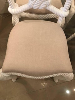 Kelly Wearstler Rope Wood Nautical Beach Side Dining Chairs White Lacquered