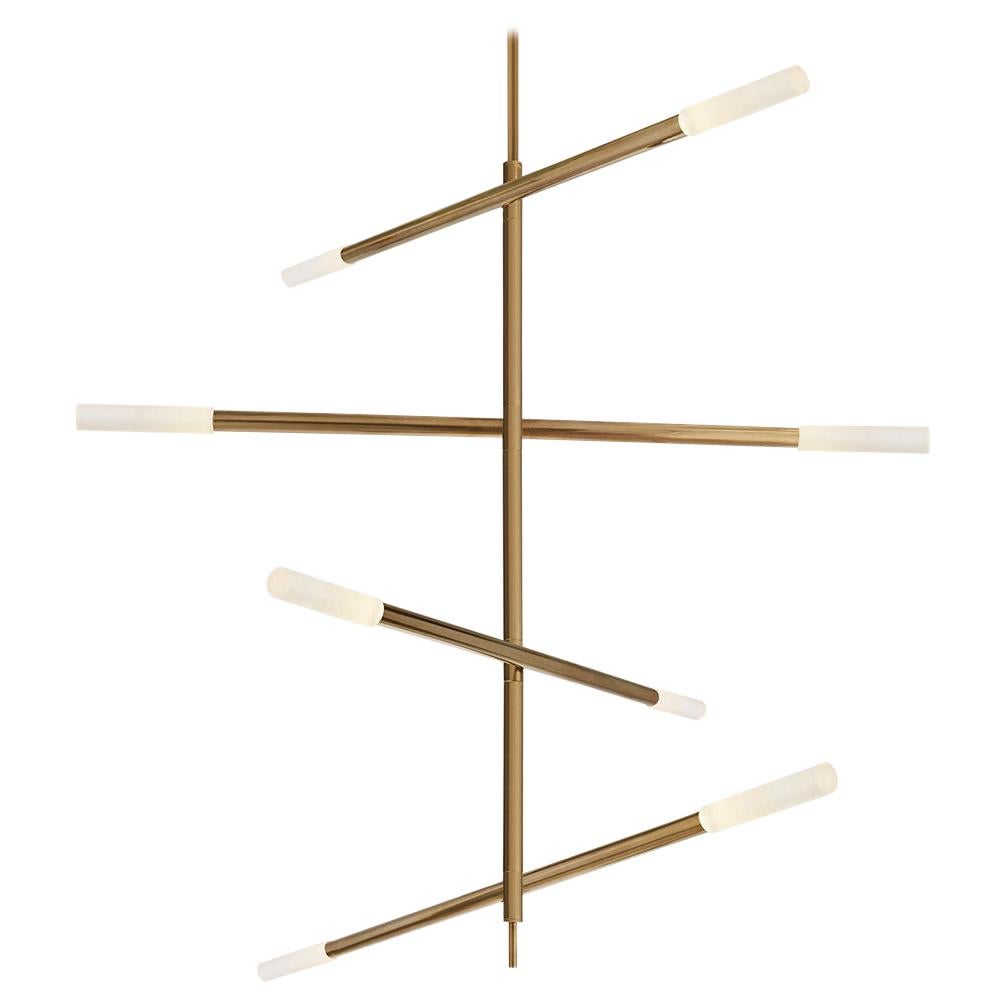 Kelly Wearstler Rousseau Large Articulating Chandelier in Brass & Etched Crystal For Sale