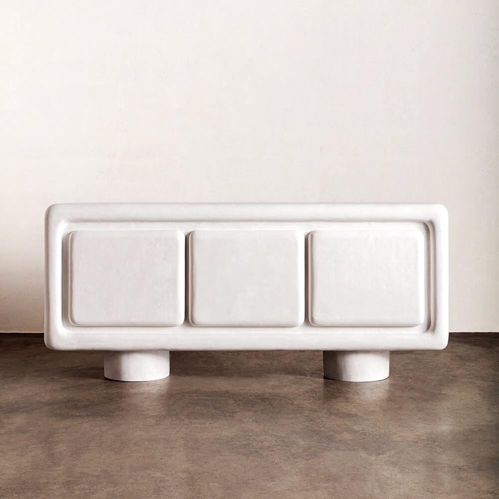 Kelly Wearstler Sculptural Colina Credenza in Resin & White Plaster Finish In New Condition For Sale In West Hollywood, CA