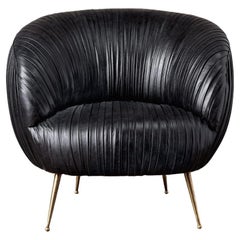 Kelly Wearstler Signature Ruched Black Leather Souffle Chair