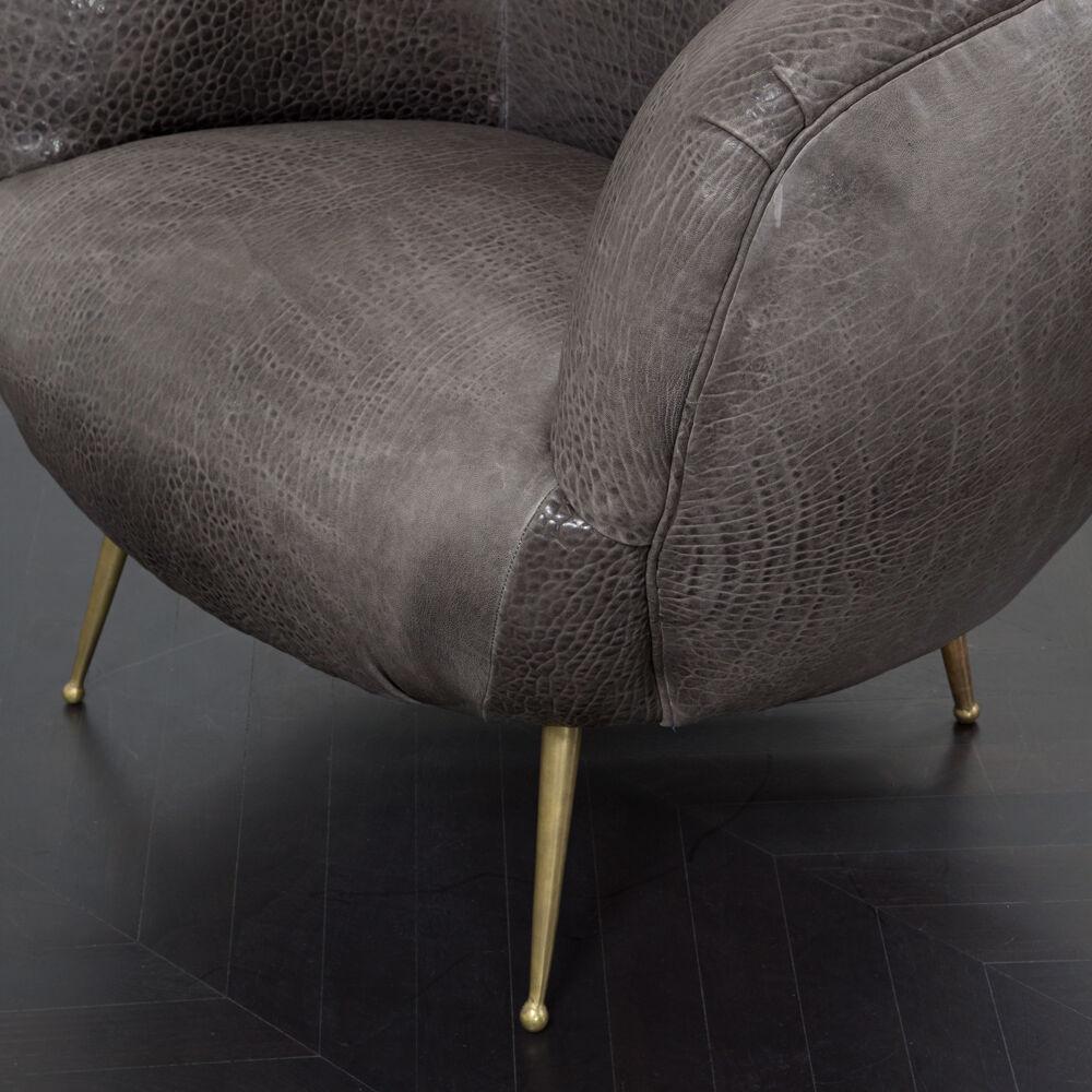 Contemporary Kelly Wearstler Souffle Chair in Bubbly Wolf Leather