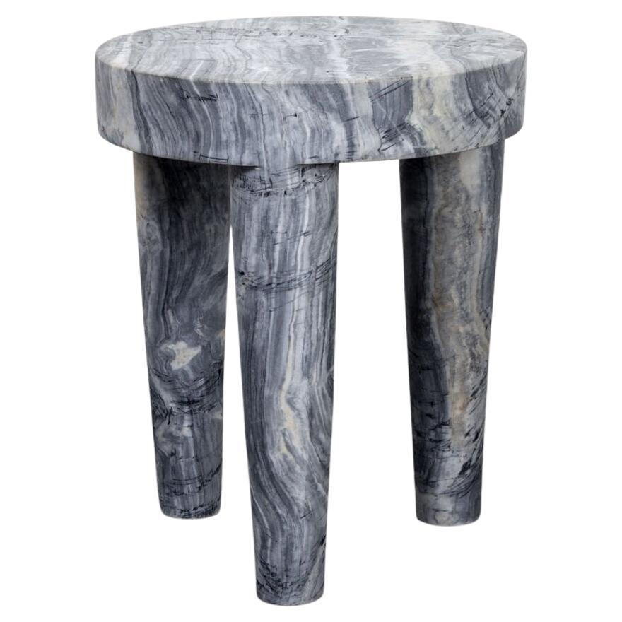 Kelly Wearstler Tribute Large 3 Leg Stool or Side Table in Grey Rainbow Marble
