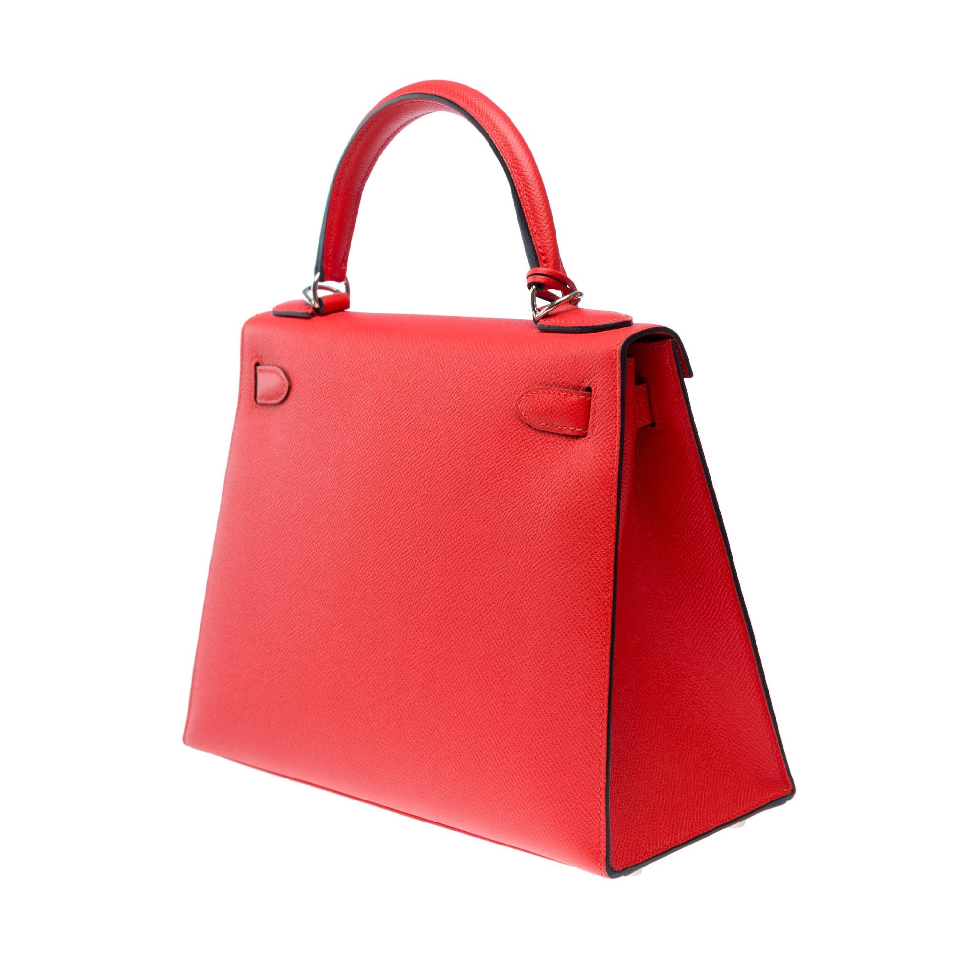 KellyGraphie Hermès Kelly 28 handbag strap in Red, blue and yellow leather, PHW For Sale 3