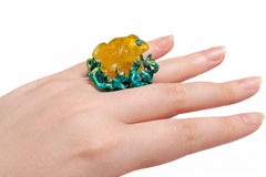 Kelp Dancer Ring by Konforti Jewelry, 960 Silver & Yellow Lepidolite
