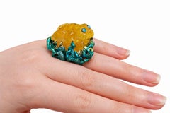 Kelp Dancer Ring, 960 Silver & Yellow Lepidolite, Hot Enamel- Ready To Ship