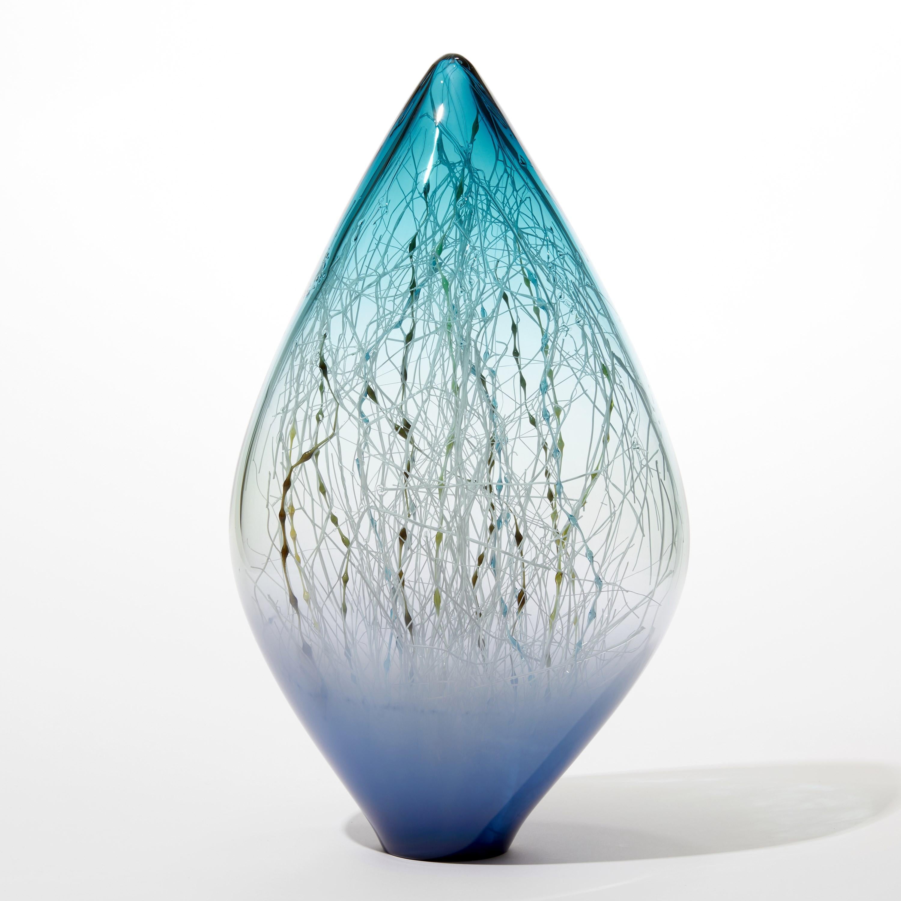 Organic Modern Kelp in Azure & Aquamarine, abstract glass sculpture by Enemark & Thompson