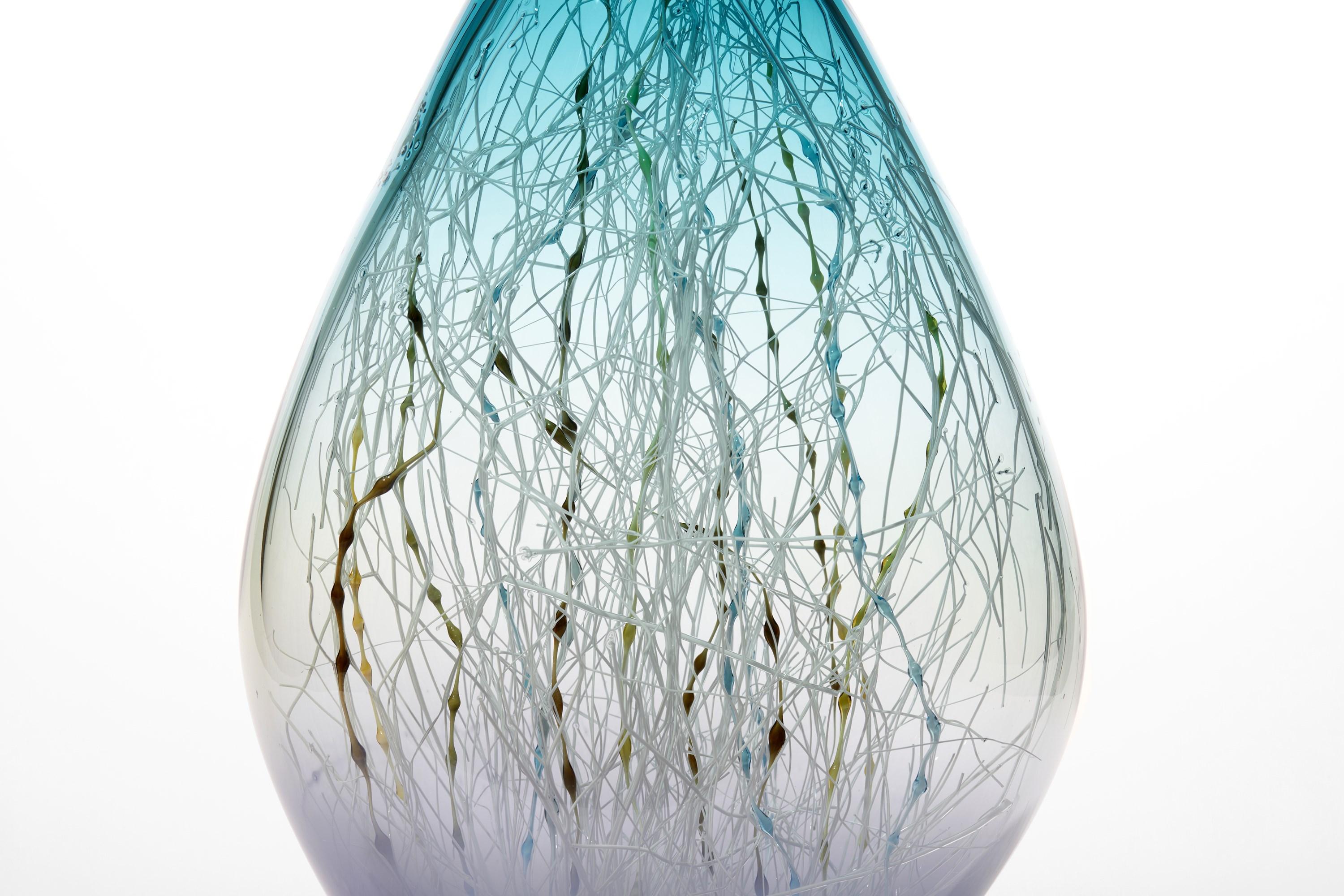 British Kelp in Azure & Aquamarine, abstract glass sculpture by Enemark & Thompson