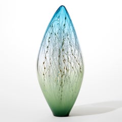 Kelp in Forest Green & Capri Blue, abstract glass artwork by Enemark & Thompson
