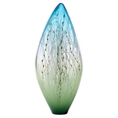 Kelp in Forest Green & Capri Blue, abstract glass artwork by Enemark & Thompson