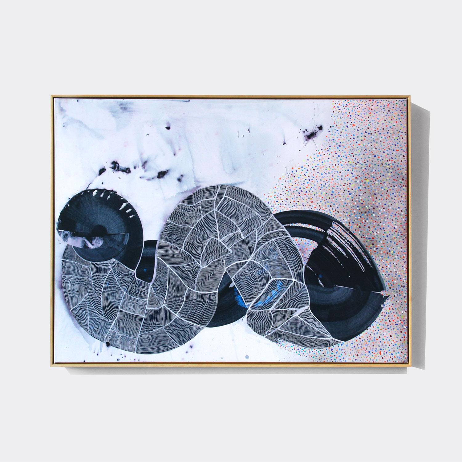 Abstrakt-expressionistisches Gemälde, „Braiding Memories“ (Grau), Abstract Painting, von Kelsey Overstreet