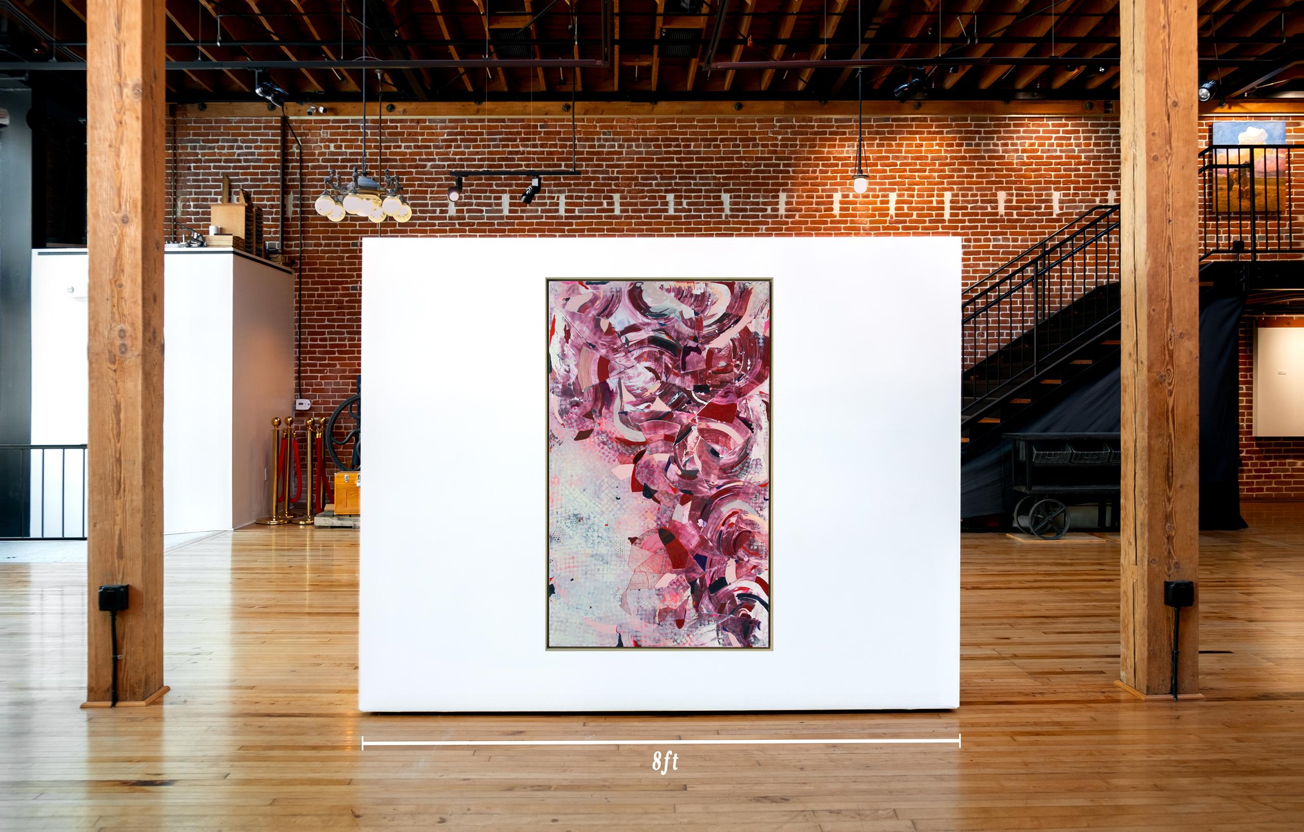 This is a one of a kind original abstract expressionist painting by local San Diego artist, Kelsey Overstreet. This painting is 37.5 x 61.75 x 2.5. It comes framed. 

Overstreet uses many shades of pink here creating a spiral like pattern up the