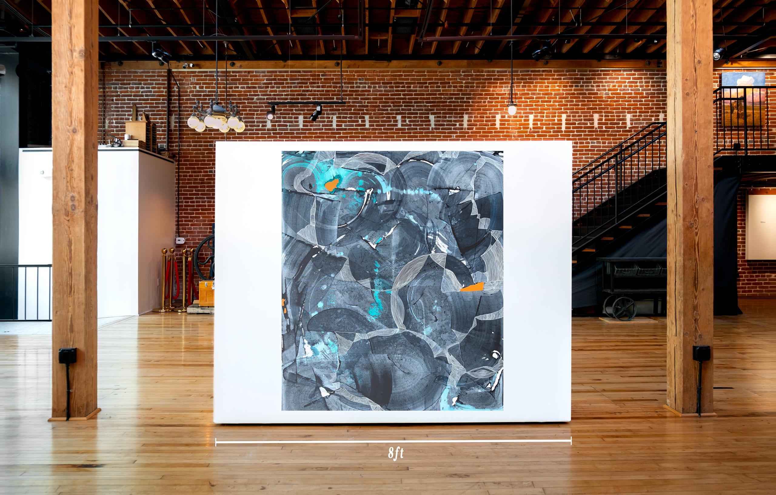 Peinture expressionniste abstraite contemporaine, « Tout ce qui flotte et paillette » - Gris Abstract Painting par Kelsey Overstreet