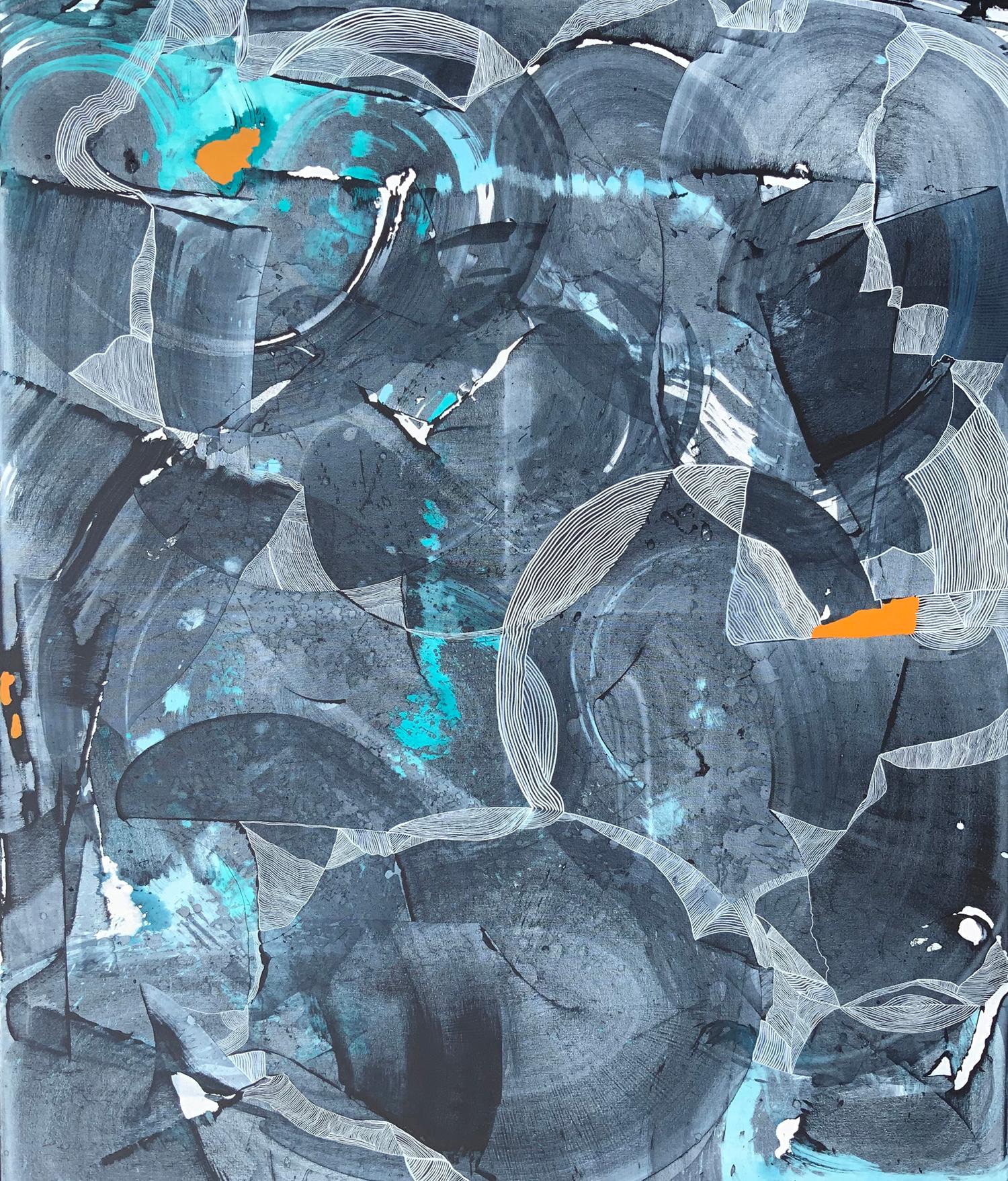 Abstract Painting Kelsey Overstreet - Peinture expressionniste abstraite contemporaine, « Tout ce qui flotte et paillette »