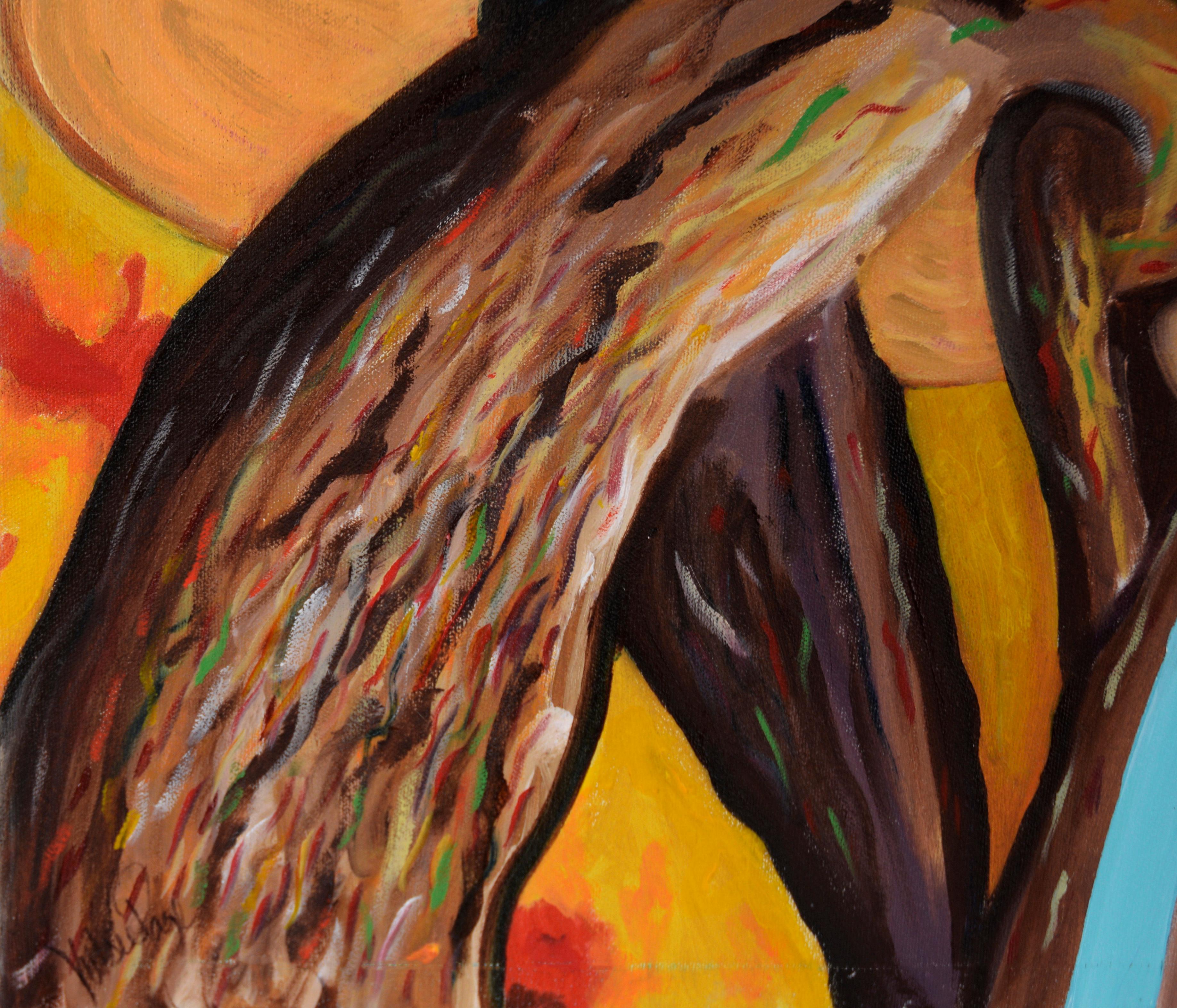 Through the Ring - Abstract Surrealist Composition in Oil on Canvas For Sale 4