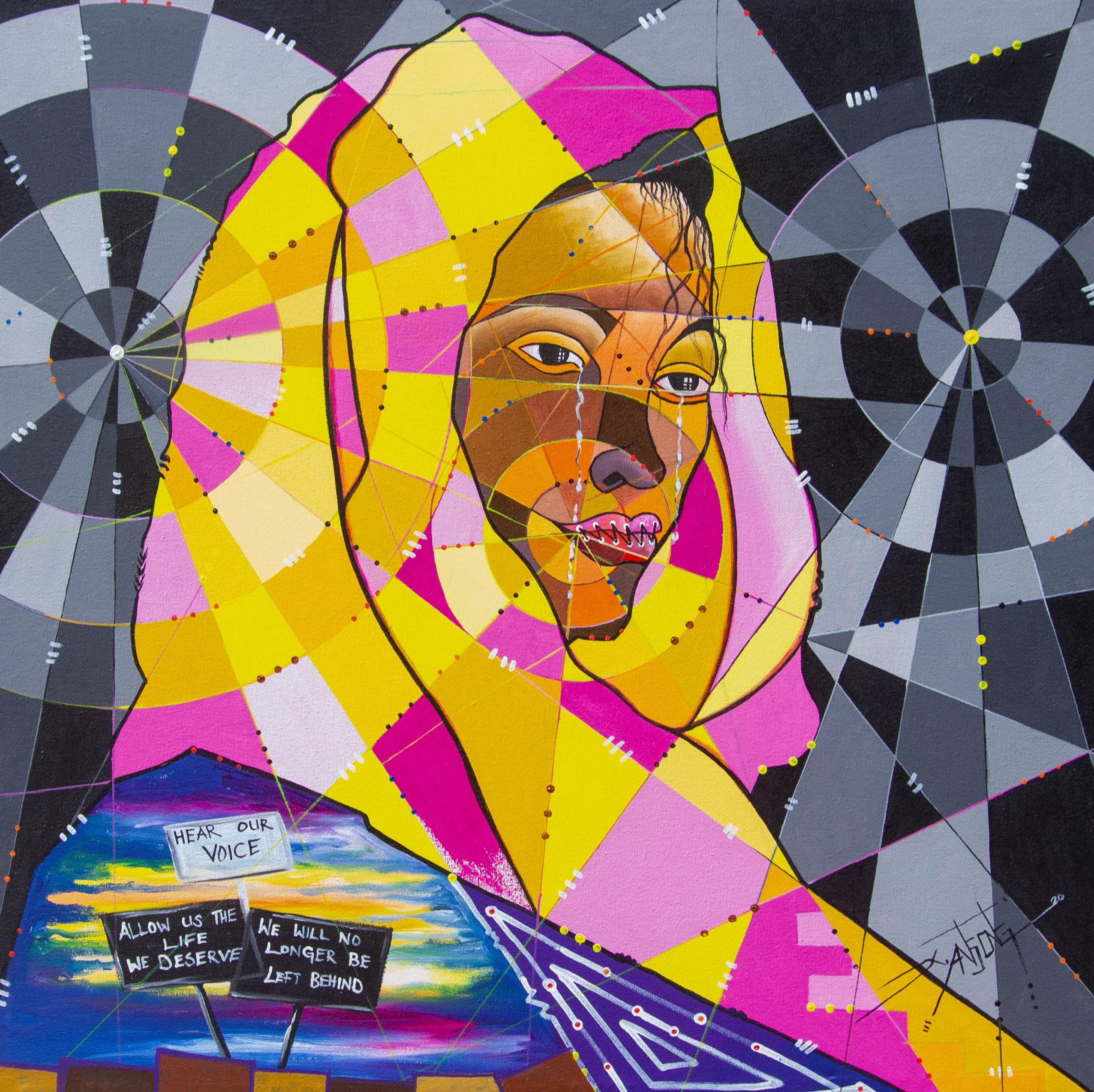 Kelvin Agyepong Ansong Figurative Painting - HEAR HER VOICE