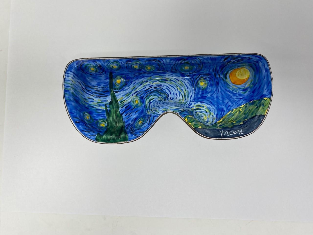 Expressionist Kelvin Chen Vincent Van Gogh Starry Night Enameled Eyeglass Holder Tray For Sale