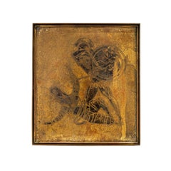 Kelvin LaVerne Raro dipinto inciso "Gladiatore" 1960 (firmato e datato)