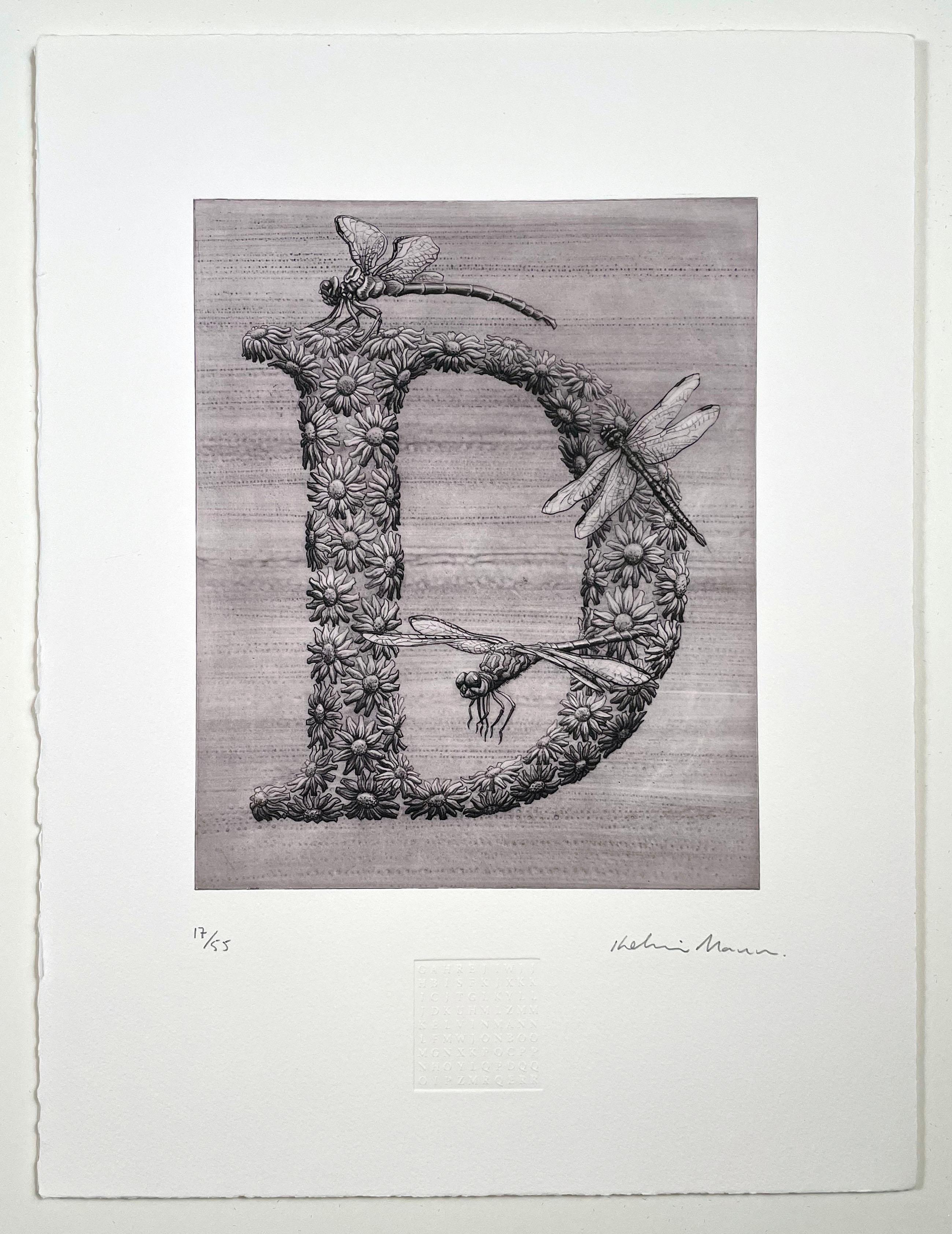 « D », alphabet animal pour libellule - Print de Kelvin Mann