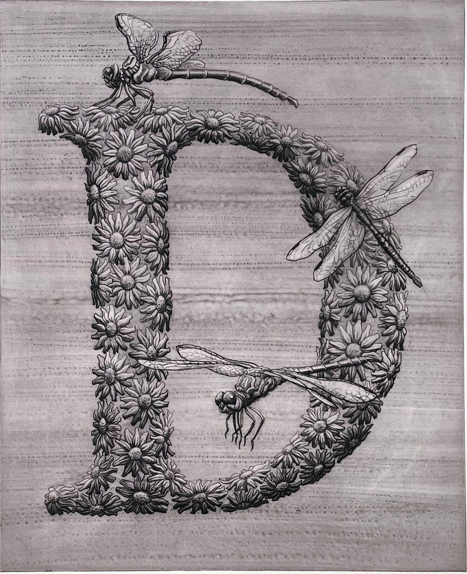 Kelvin Mann Animal Print - "D", from animal alphabet for dragonfly
