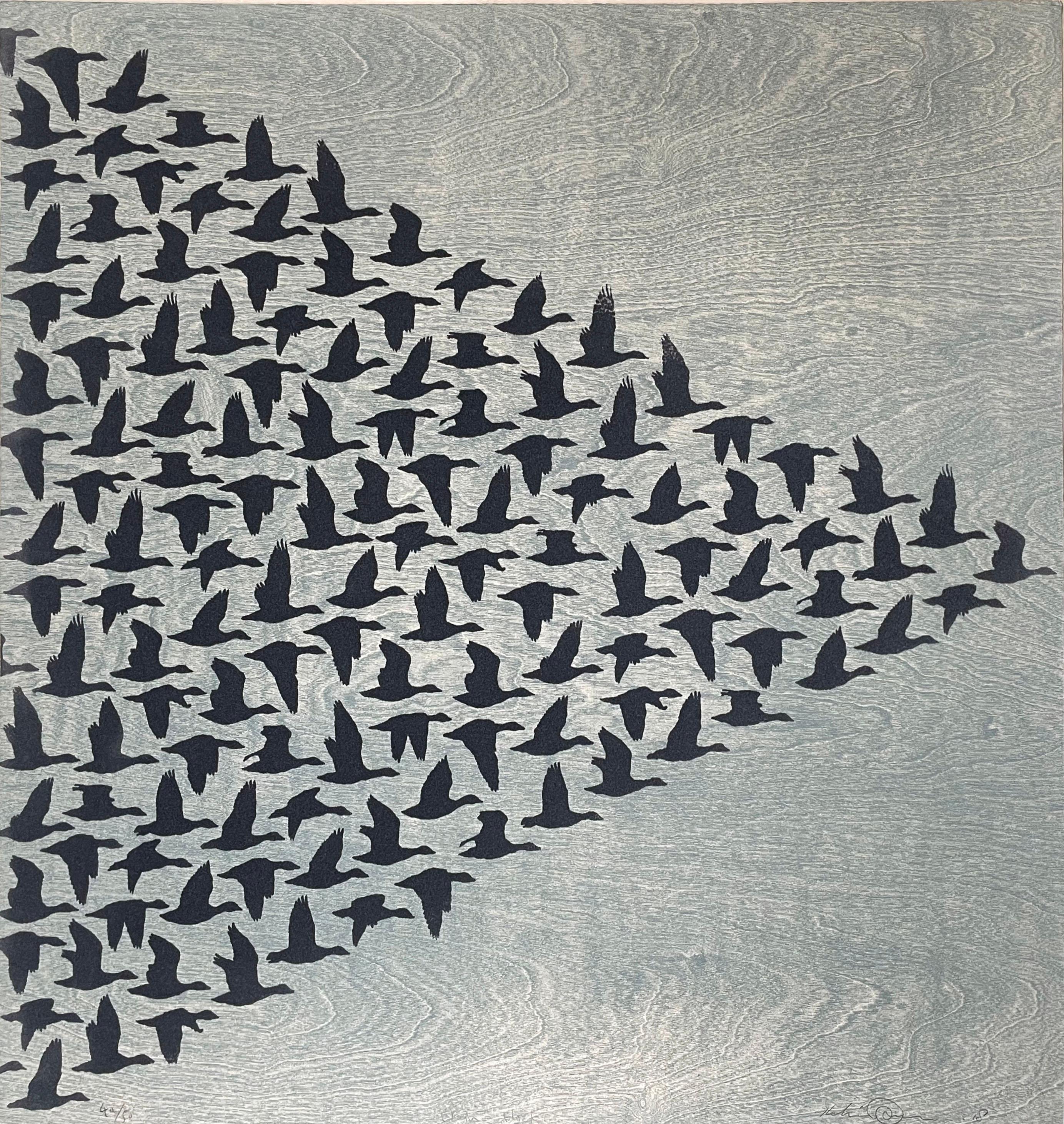 Kelvin Mann Figurative Print – Skein Flock