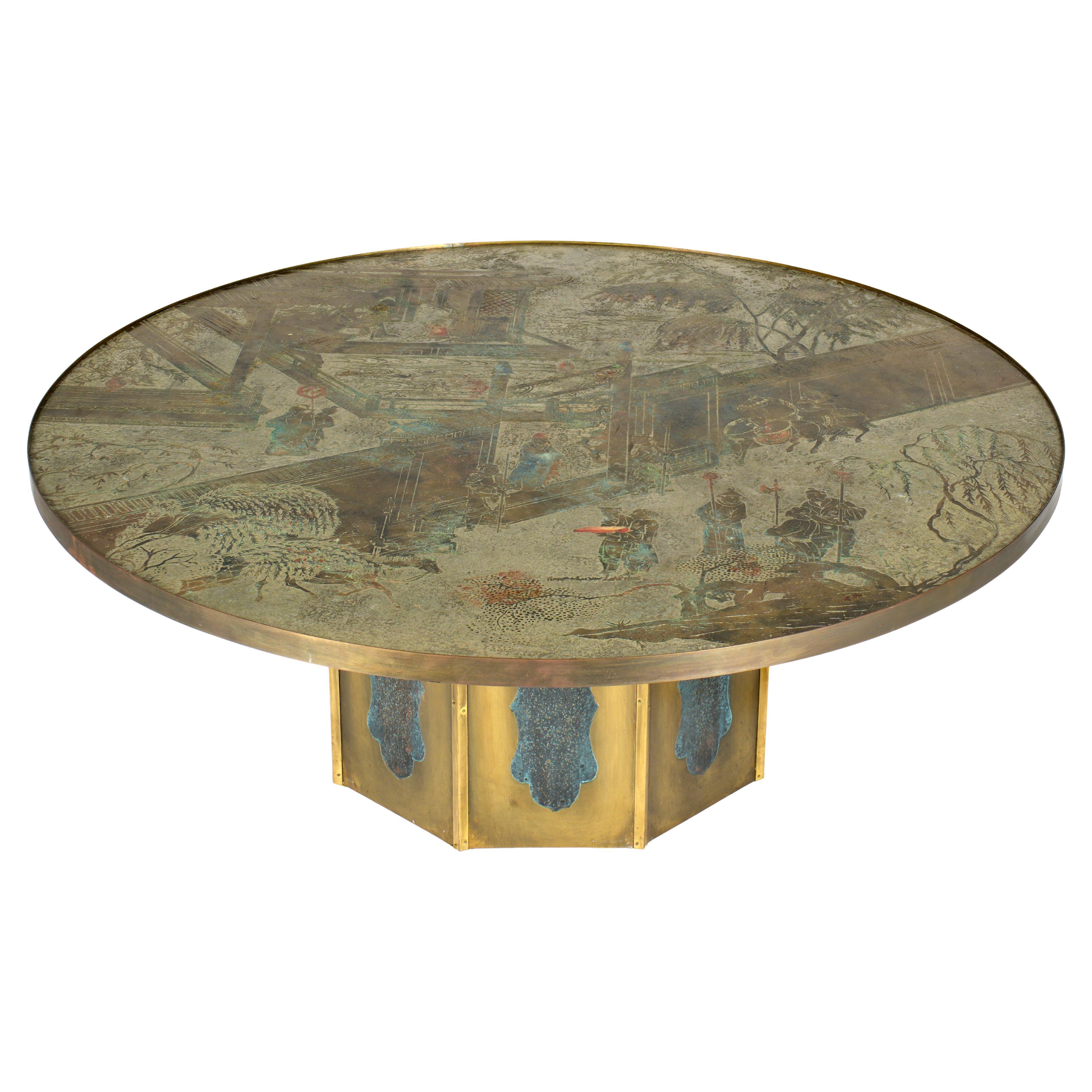 Kelvin & Philip LaVerne 'Chan' Bronze and Pewter Coffee Table 47" W For Sale
