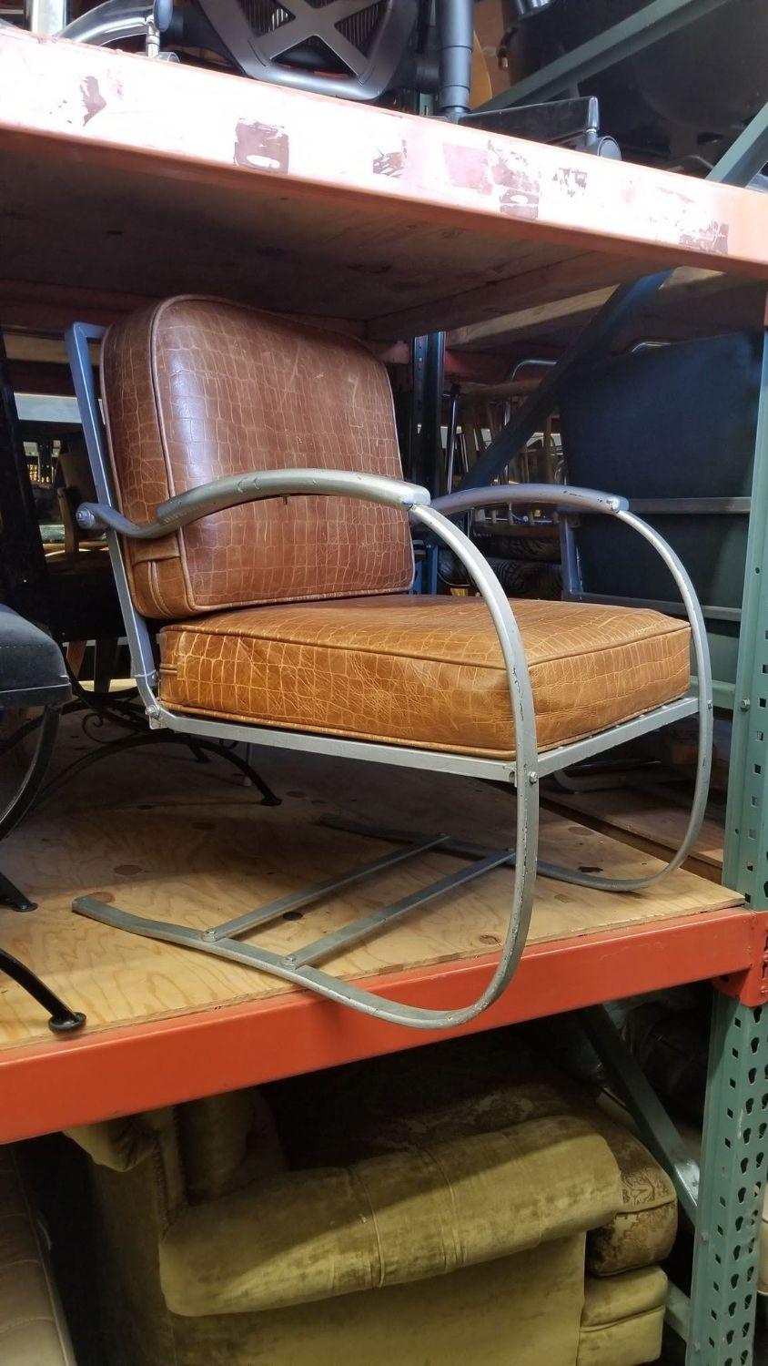 Aluminum Kem Weber Art Deco Springer Machine Lounge Chair