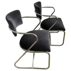 Poltrone anni '30 Kem Weber in cromo e mohair