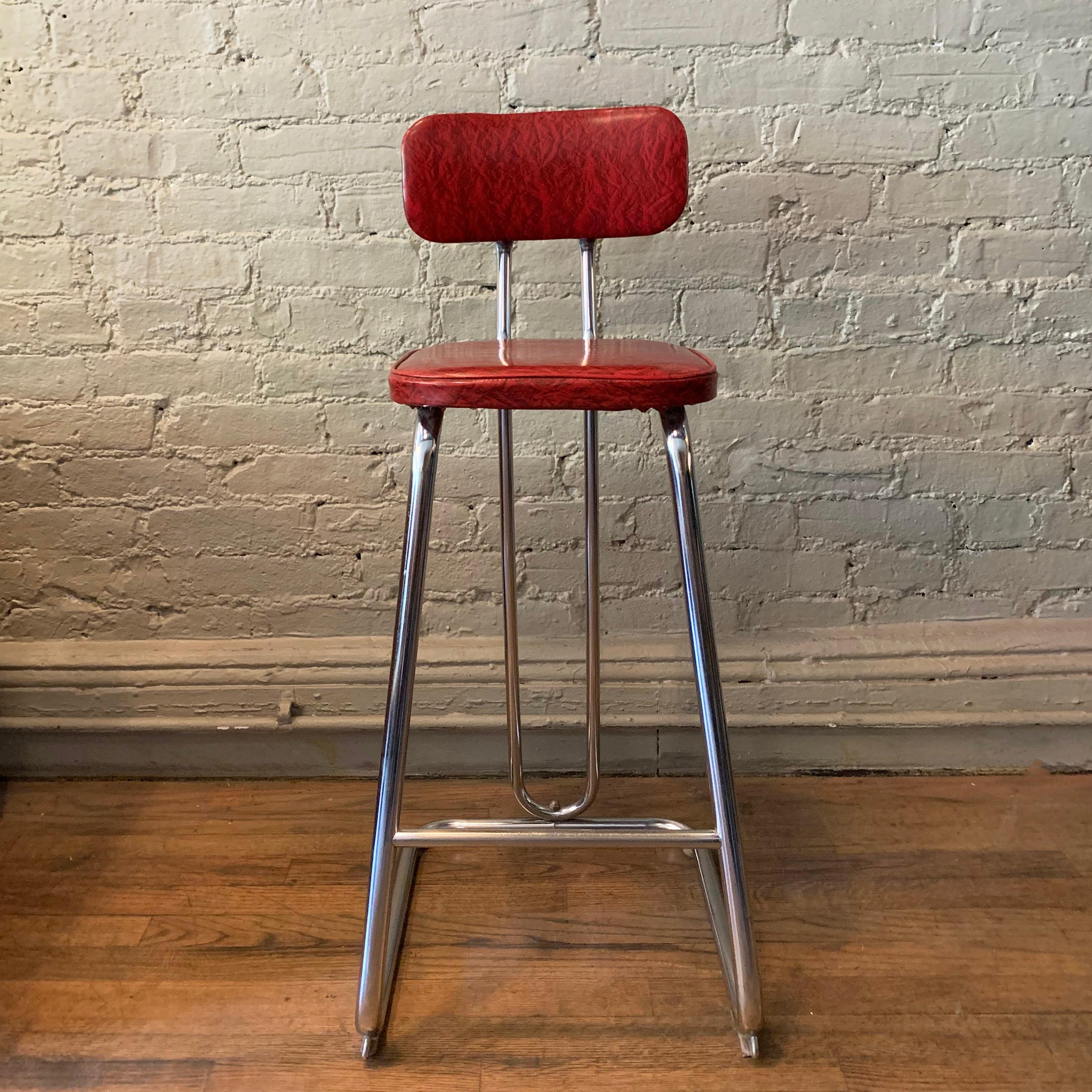 Art Deco KEM Weber Counter Height Chrome Stool For Sale