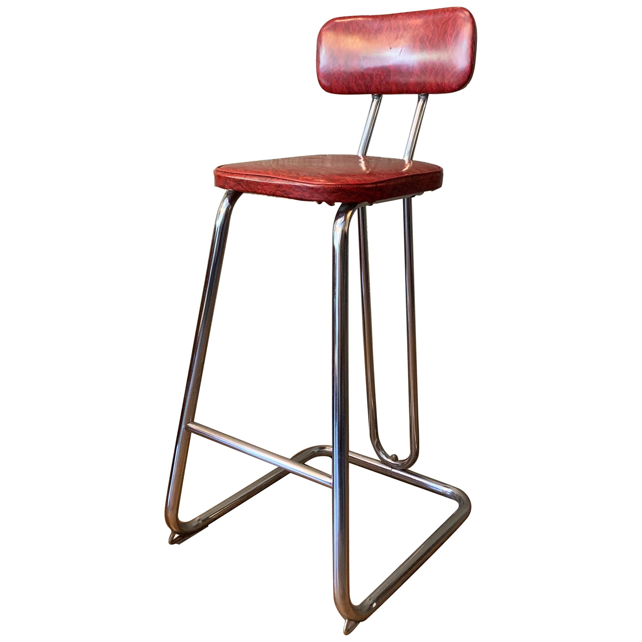 KEM Weber Counter Height Chrome Stool For Sale