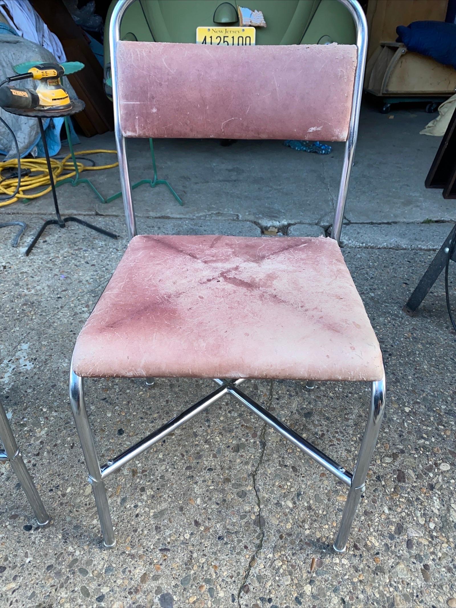 Tissu d'ameublement Paire de chaises Kem Weber pour Lloyd Furniture en vente