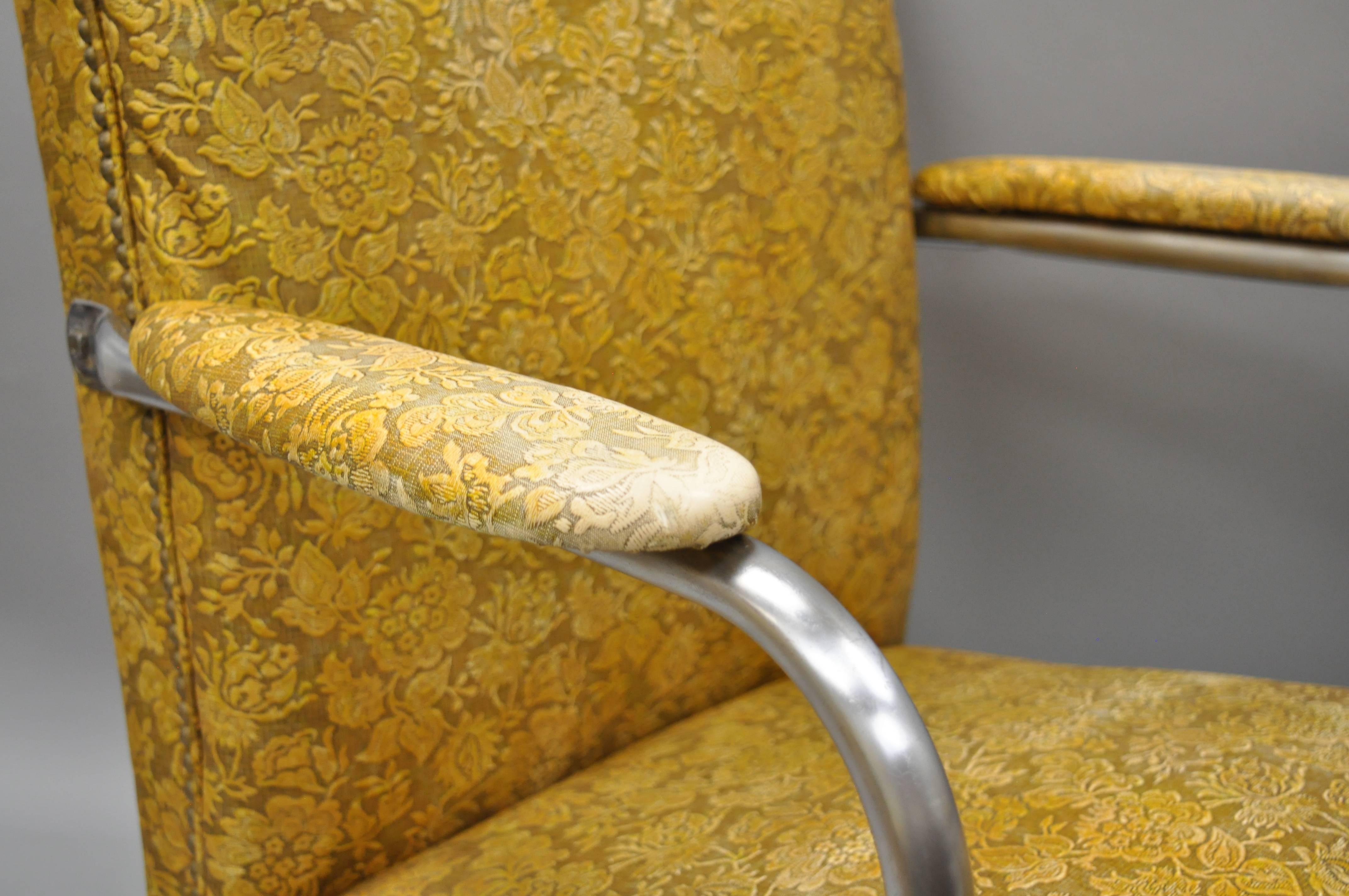 Pair of Lloyd Tubular Chrome Steel KEM Weber Style Art Deco Springer Arm Chairs For Sale 3