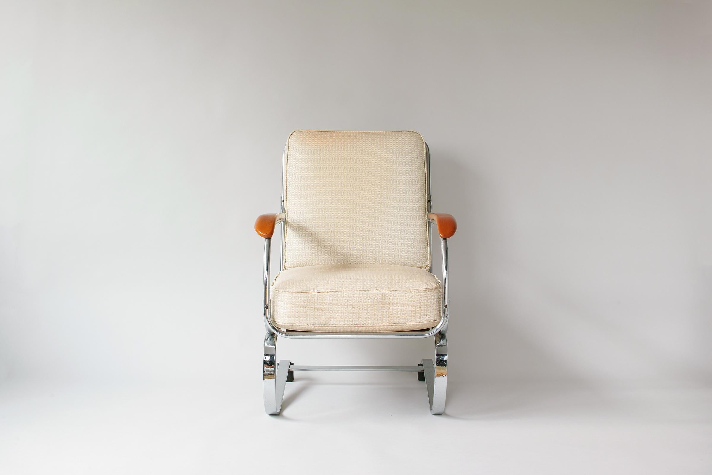 American KEM Weber Machine Age Chrome Springer Lounge Chair For Sale