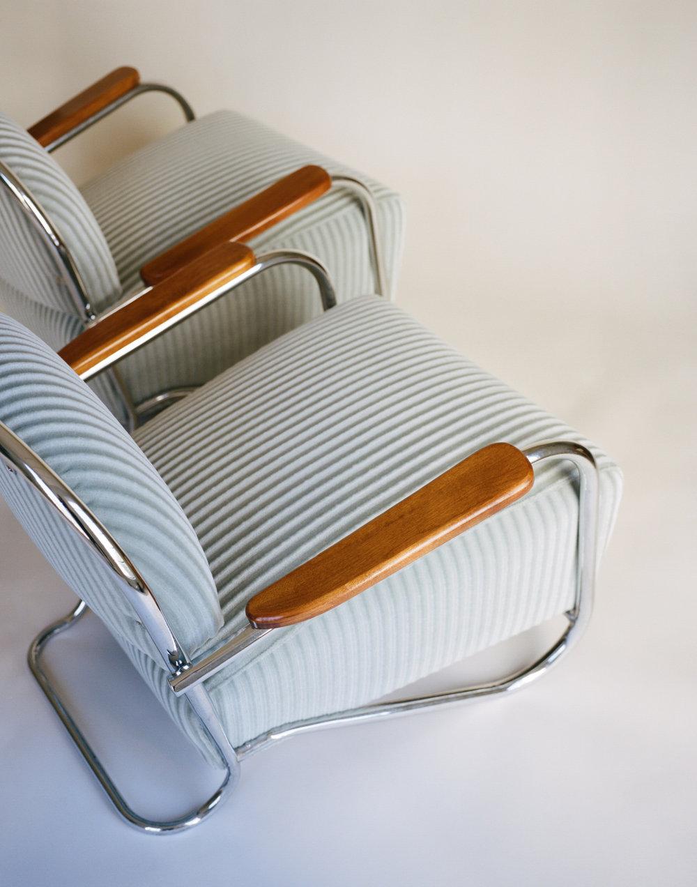 Streamlined Moderne K.E.M. Weber, Pair of Lounge Chairs, 1934