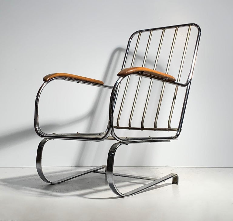 KEM Weber Deco Chrome Springer Chair
Style of Bauhaus, Gilbert Rohde