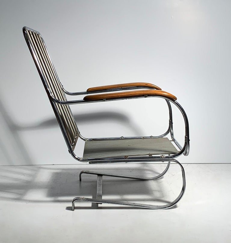 Art Deco KEM Weber Deco Chrome Springer Chair For Sale