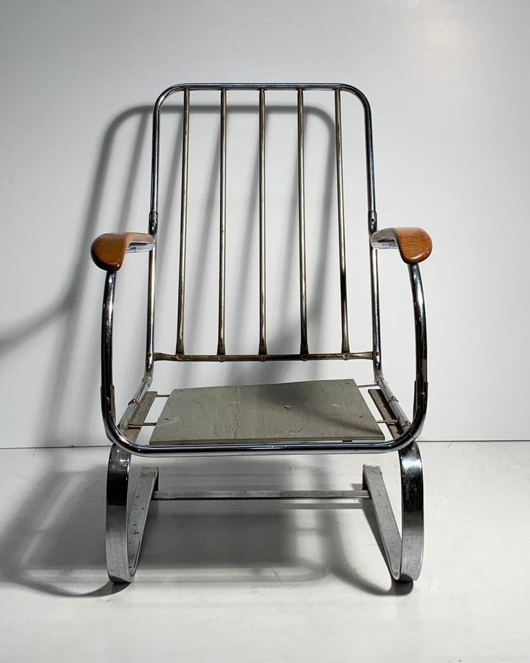 American KEM Weber Deco Chrome Springer Chair For Sale