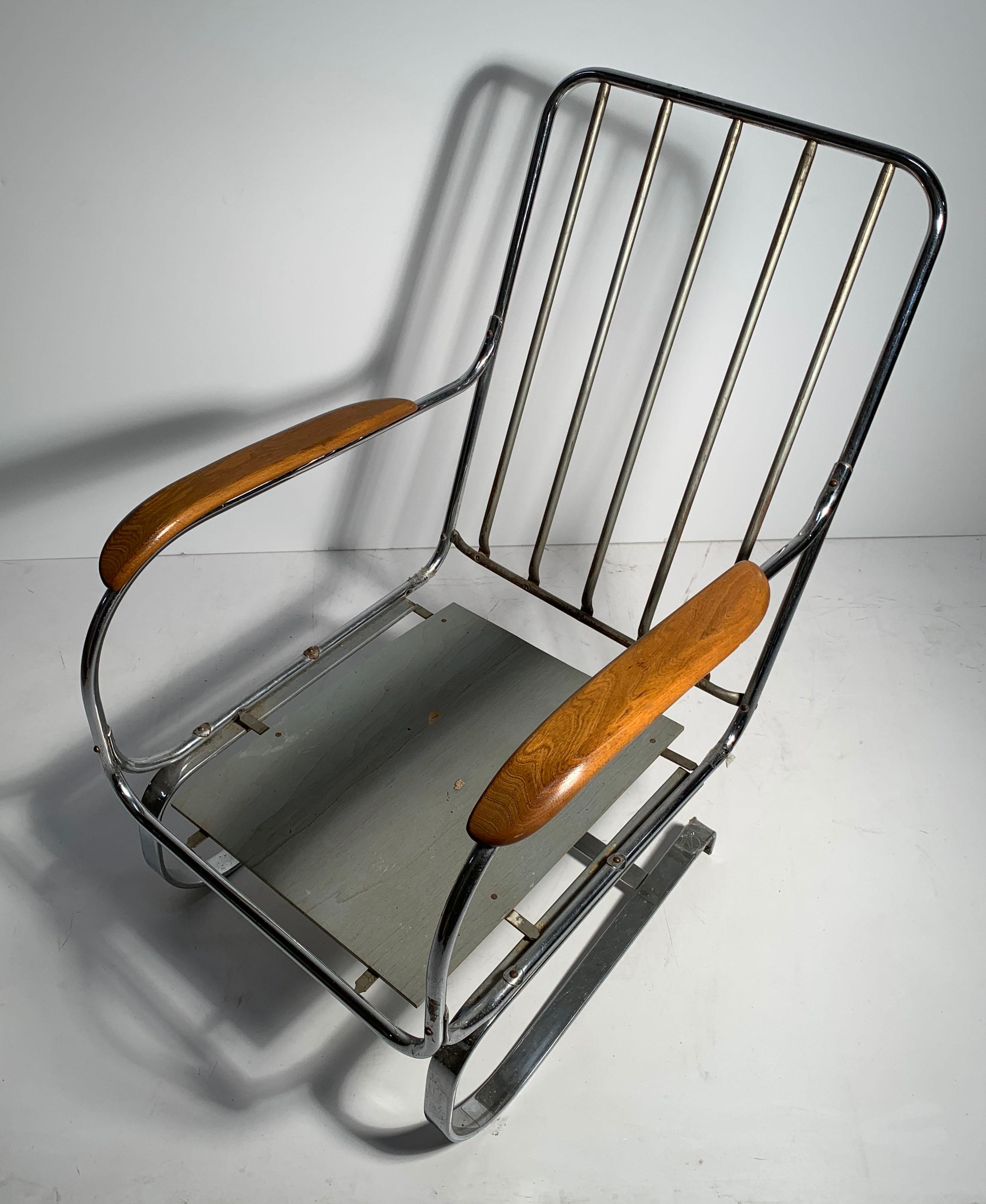 Art Deco KEM Weber Deco Chrome Springer Chair