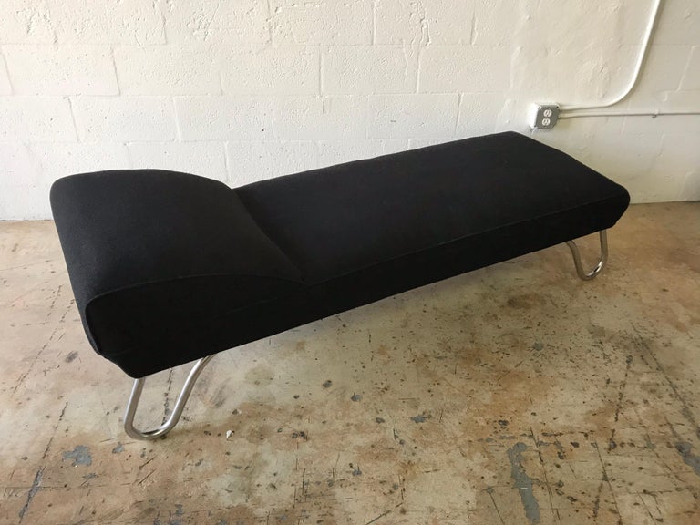 KEM Weber Streamline Art Deco Moderne Chaise Lounge or Daybed in Chrome and  Wool For Sale at 1stDibs