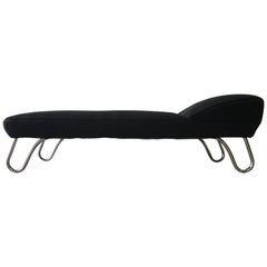 KEM Weber Streamline Art Deco Moderne Chaise Lounge or Daybed in Chrome and Wool