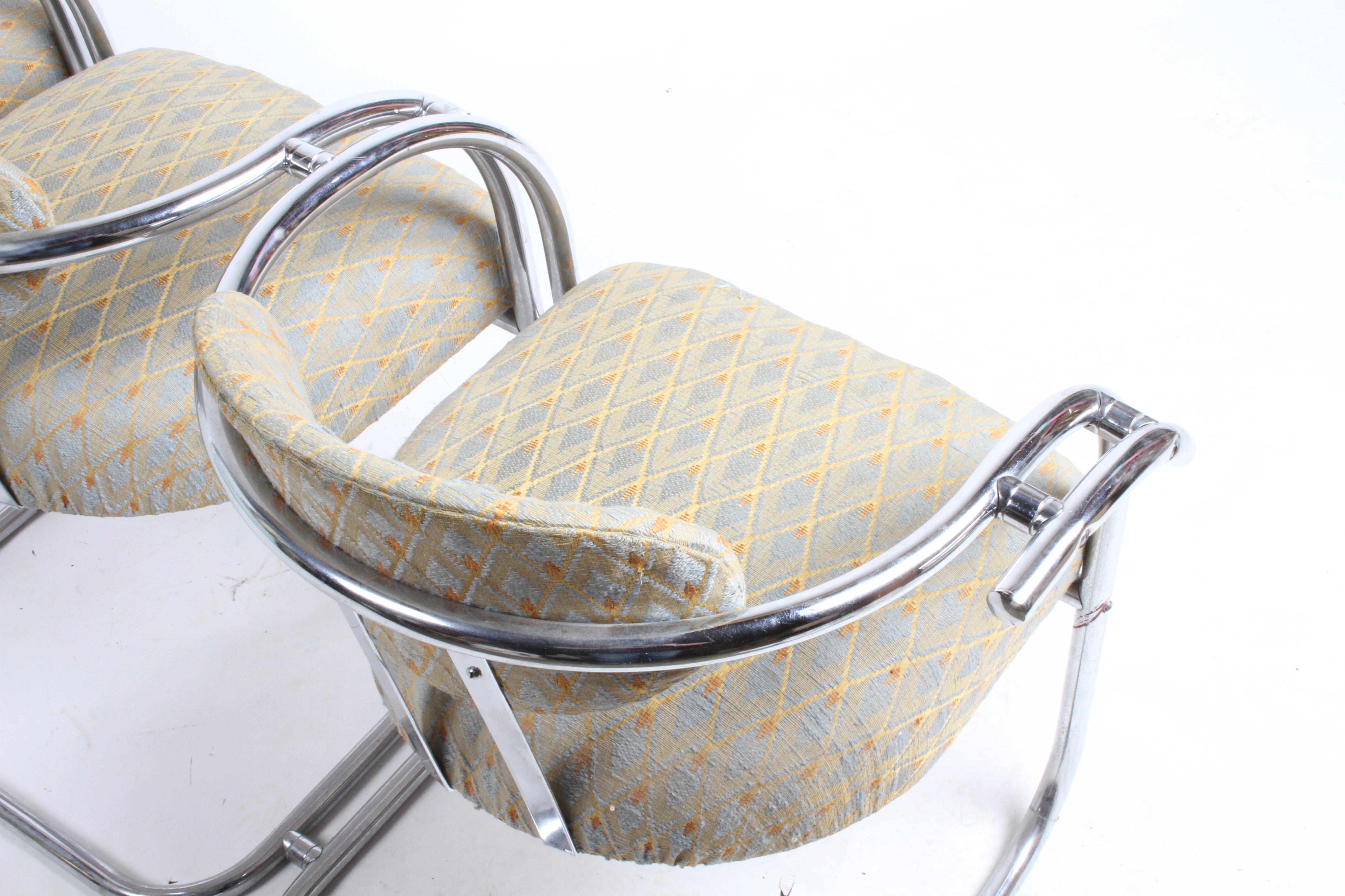 Kem Weber Style 1930s Art Deco Chrome Tubular Frame Tandem 3-Seater Arm Chairs  For Sale 7