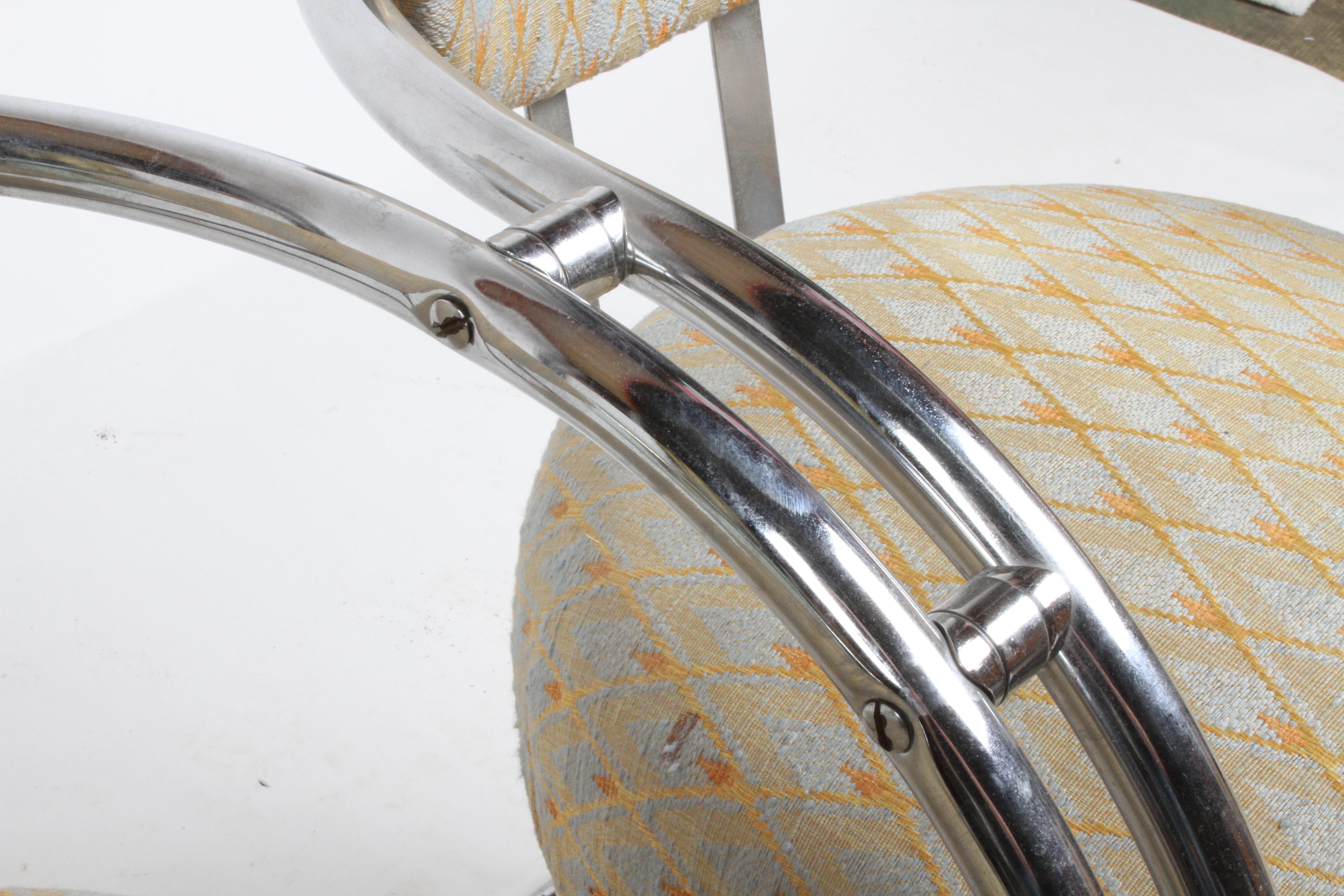 Kem Weber Style 1930s Art Deco Chrome Tubular Frame Tandem 3-Seater Arm Chairs  For Sale 13