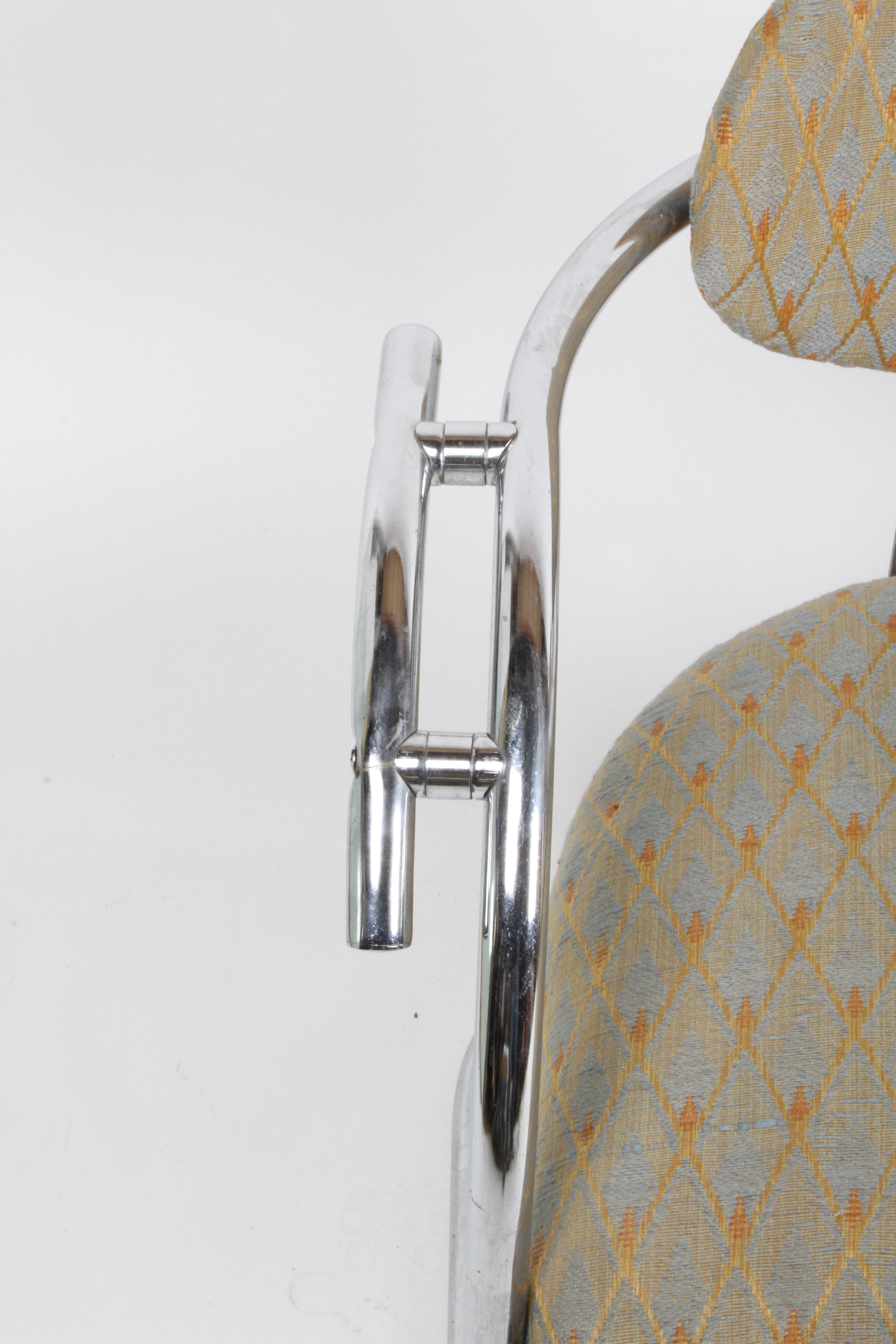 Plated Kem Weber Style 1930s Art Deco Chrome Tubular Frame Tandem 3-Seater Arm Chairs  For Sale