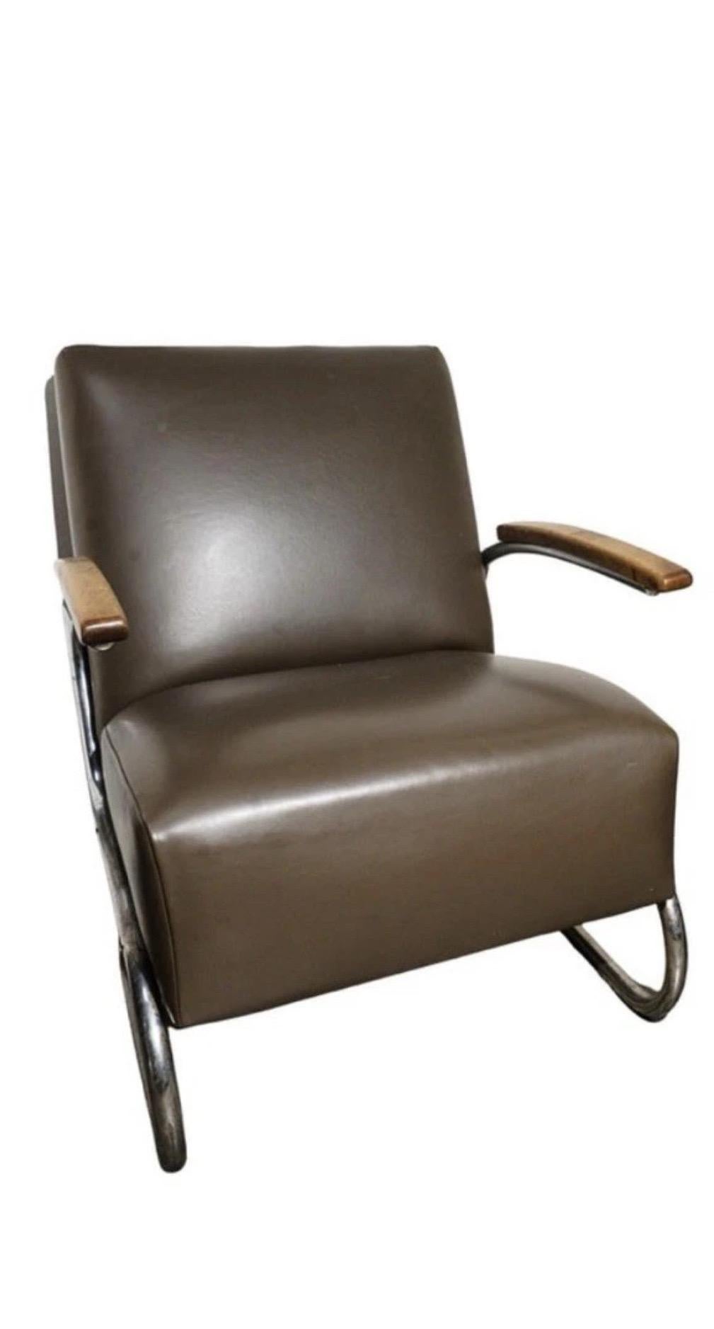 Poltrona tubolare cromata in stile Kem Weber di Thonet In condizioni discrete in vendita a New York, NY