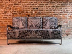 Kem Weber Three-Seat Chrome Settee Art Deco Design, USA, 1930s