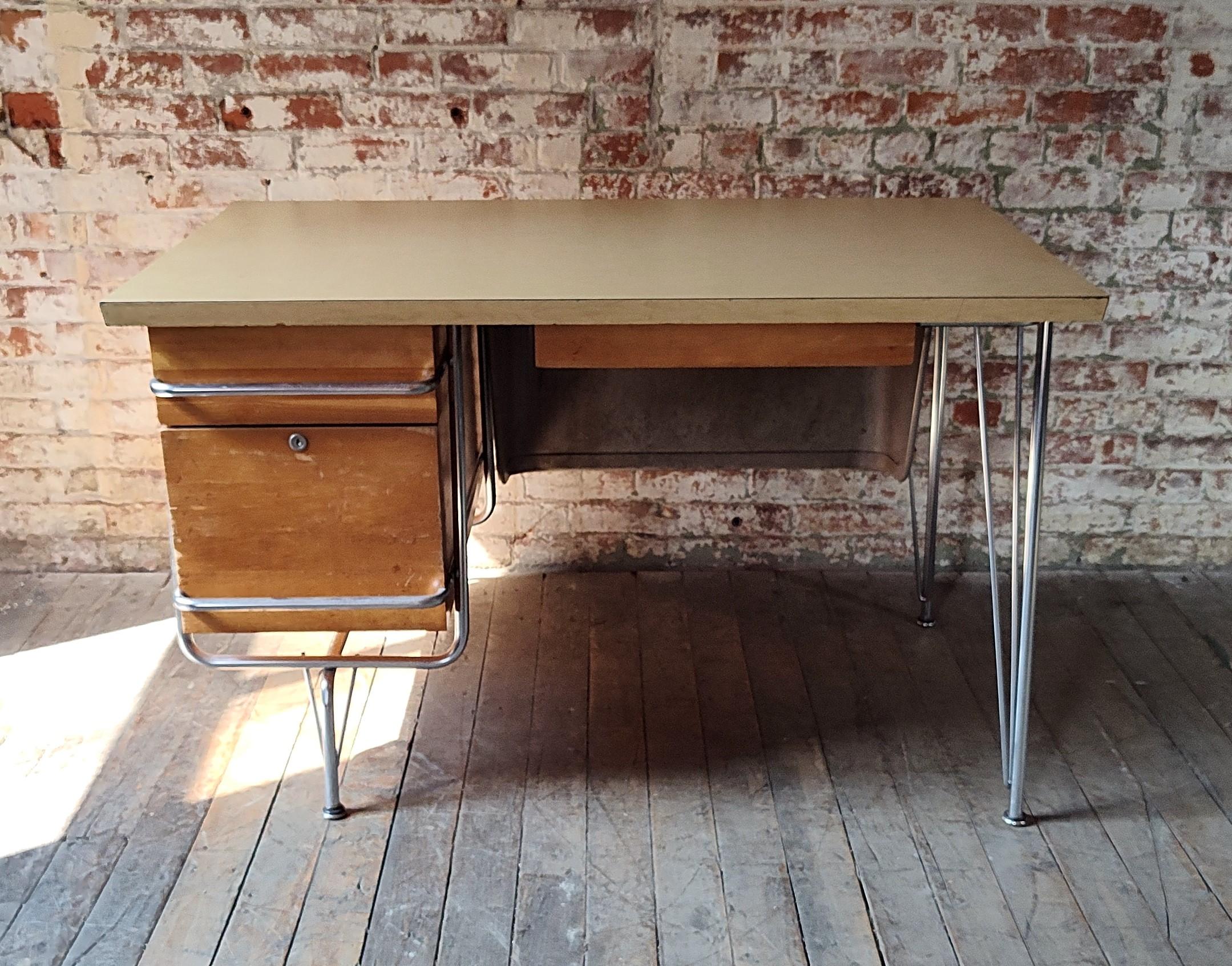 Steel Kem Weber Trimline Desk by Heywood Wakefield For Sale