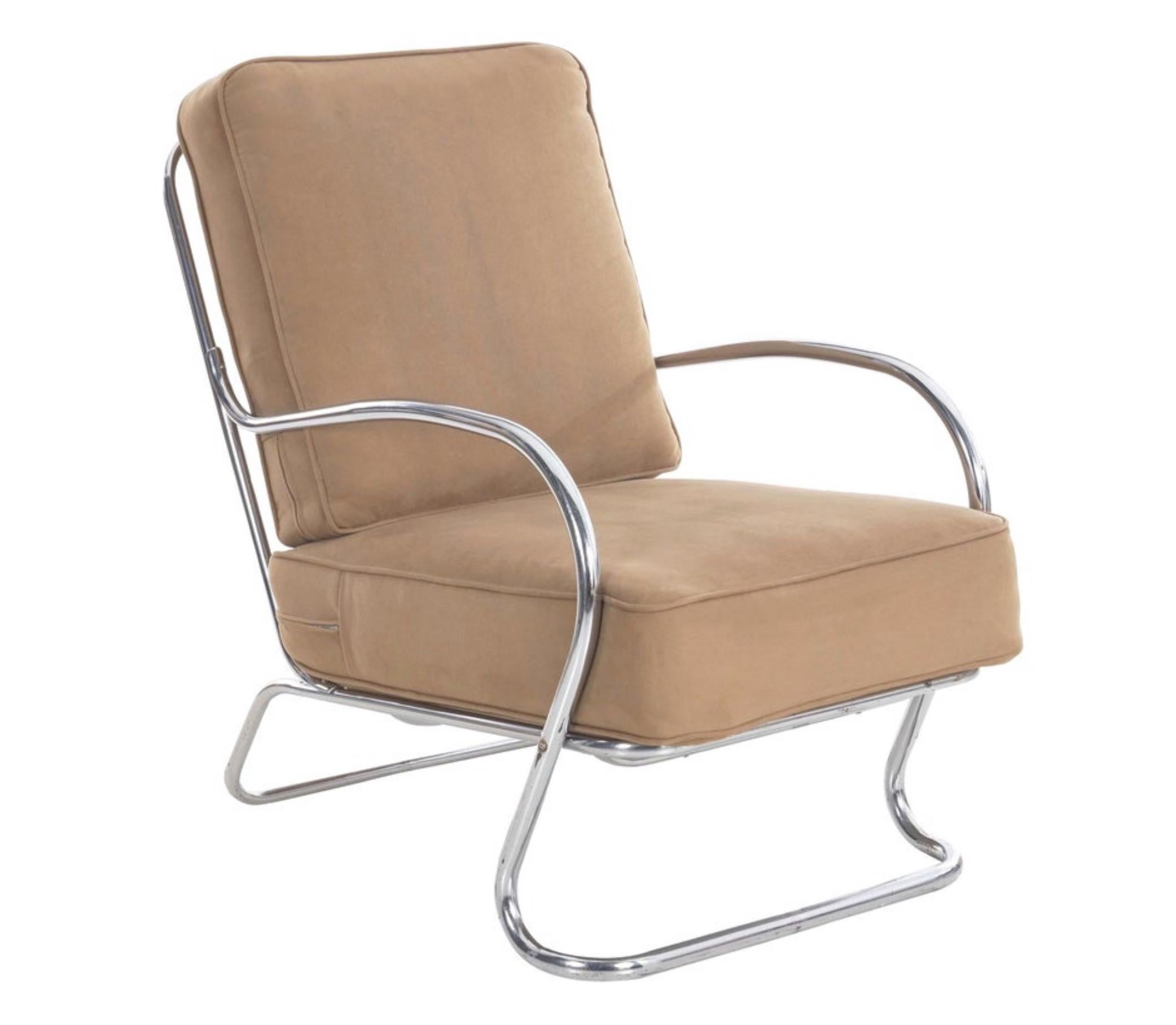 Kem Weber: Chrom-Loungesessel mit röhrenförmigem Chromrohr für Lloyd Manufacturing im Angebot 13